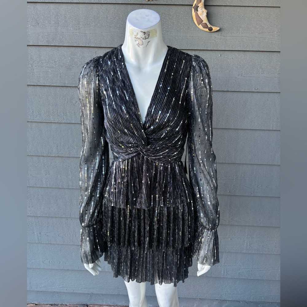 Hera Collection Black and Silver Long Sleeve Dress